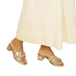 Clorinda Antinori The Anna/IT Heel Crac Lame Gold Bow Sandal 38 US 8